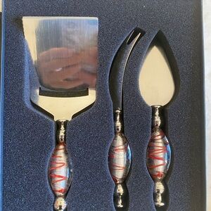 Murano Glass Cheese Knife Set-NWB